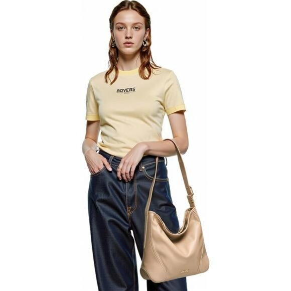 Hobo bag for women vegan leather slouchy shoulder handbag large casual purse - Picture 6 of 7